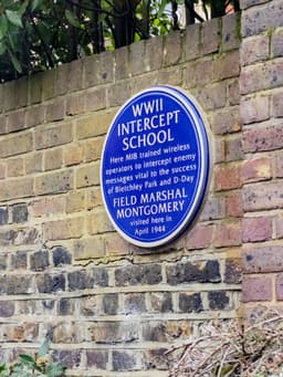 A WWII Intercept School plaque, Bletchley Park