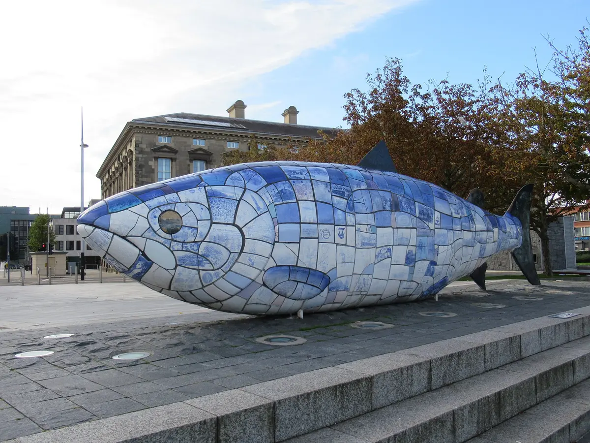 The Big Fish mosaic sculpture beside the River Lagan