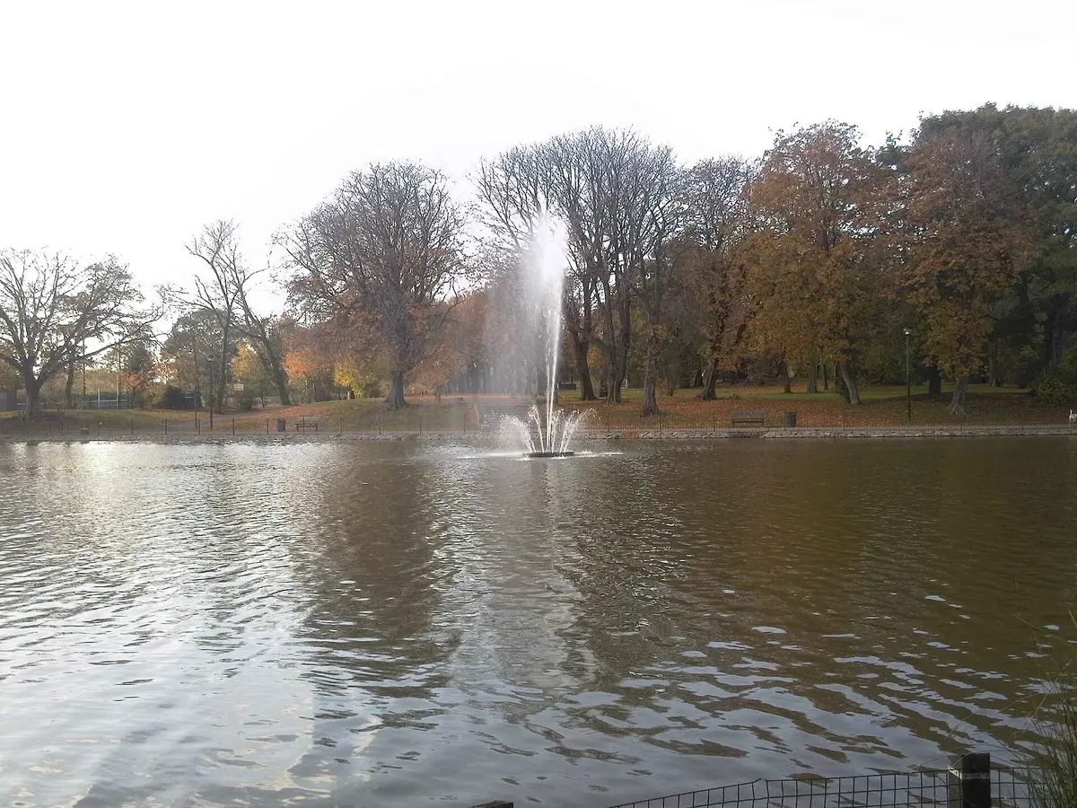 The lake and fountain in Albert Park