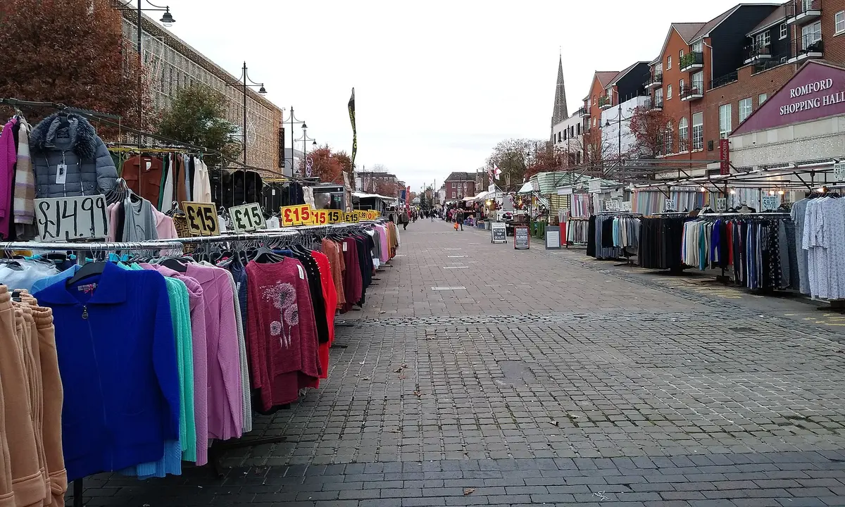 Stalls along Romford Market Place